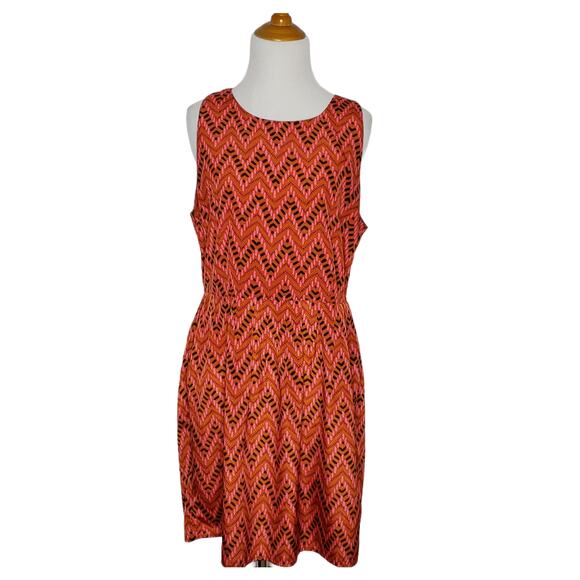 Jack by BB Dakota Aiko Dress Red Chevron Mini Sleeveless Large - Picture 2 of 11